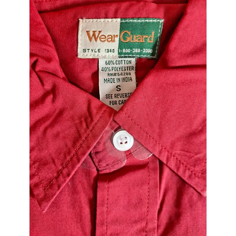 Wear Guard Men's Red Long‎ Sleeve Casual Button Down Shirt Size S